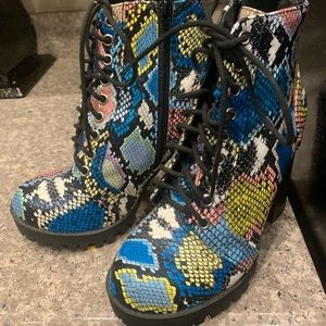 Cute sassy colorful snake print boots